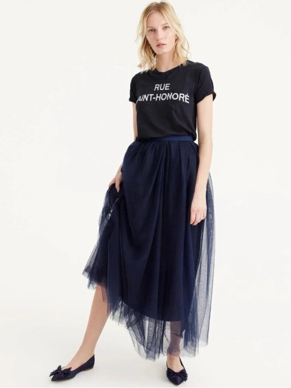 J.Crew Navy blue maxi skirt layered tulle skirt sz 2